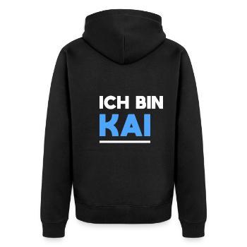 Kai Name Spruch für stolze Kais - Unisex Premium Bio Zip Hoodie - Schwarz - Hinten - Nico (187cm)