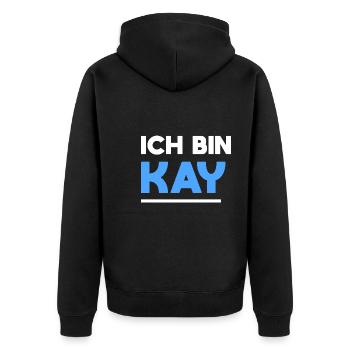 Kay Name Spruch für stolze Kays - Unisex Premium Bio Zip Hoodie - Schwarz - Hinten - Nico (187cm)