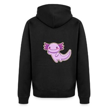 Purple Axolotl Design for Axolotl Lovers - Unisex Premium Organic Zip Hoodie - black - Back - Nico (187cm)