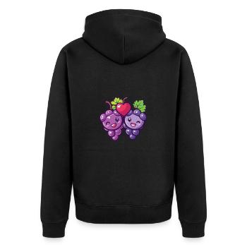 Weintrauben Paar Liebe Herz Lustig - Unisex Premium Bio Zip Hoodie - Schwarz - Hinten - Nico (187cm)