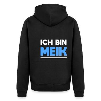 Meik Name Spruch für stolze Meiks - Unisex Premium Bio Zip Hoodie - Schwarz - Hinten - Nico (187cm)