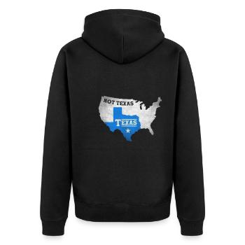 Großes Texas-Design für stolze Texaner - Unisex Premium Bio Zip Hoodie - Schwarz - Hinten - Nico (187cm)