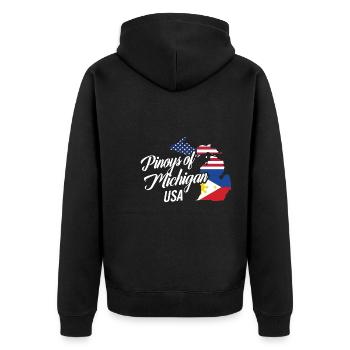 Filipinos of Michigan Design für stolze Fil-Ams - Unisex Premium Bio Zip Hoodie - Schwarz - Hinten - Nico (187cm)