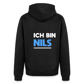 Nils Name Spruch für stolze Nils - Unisex Premium Bio Zip Hoodie - Schwarz - Hinten - Nico (187cm)