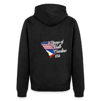 Filipinos von South Carolina Design für Fil-Ams - Unisex Premium Bio Zip Hoodie - Schwarz - Hinten - Nico (187cm)
