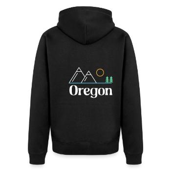 Natur Oregon Design für stolze Oregonier - Unisex Premium Bio Zip Hoodie - Schwarz - Hinten - Nico (187cm)