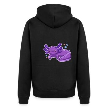 Lavender Axolotl Design for Axolotl Lovers - Unisex Premium Organic Zip Hoodie - black - Back - Nico (187cm)