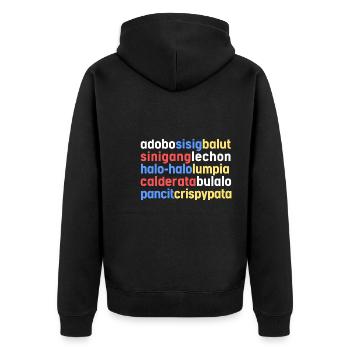 Adobo Lechon Filipino Design für stolze Pinoys - Unisex Premium Bio Zip Hoodie - Schwarz - Hinten - Nico (187cm)
