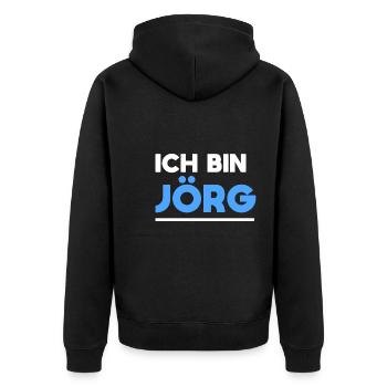 Jörg Name Spruch für stolze Jörgs - Unisex Premium Bio Zip Hoodie - Schwarz - Hinten - Nico (187cm)