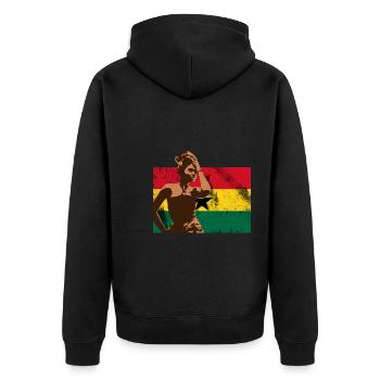 Ghana Ghanaer Flagge Frau Prinzessin I Geschenk - Unisex Premium Bio Zip Hoodie - Schwarz - Hinten - Nico (187cm)