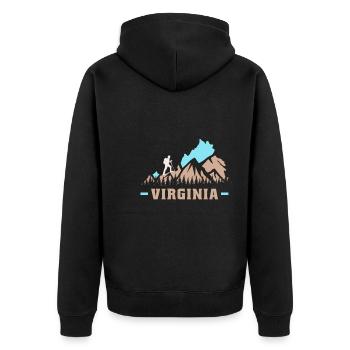 Wandern in Virginia Design für stolze Virginier - Unisex Premium Bio Zip Hoodie - Schwarz - Hinten - Nico (187cm)