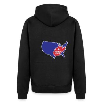 West Virginia für patriotische West Virginianer - Unisex Premium Bio Zip Hoodie - Schwarz - Hinten - Nico (187cm)