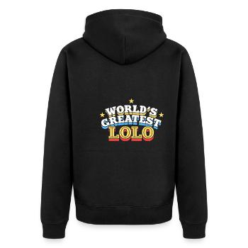 Größtes Lolo Filipino Design für stolze Pinoys - Unisex Premium Bio Zip Hoodie - Schwarz - Hinten - Nico (187cm)