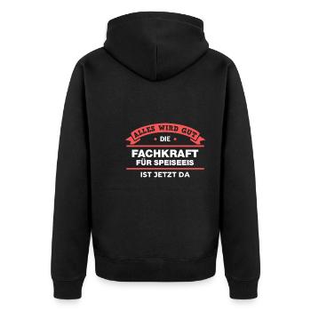 Fachkraft Speiseeis Design für stolze Handwerker - Unisex Premium Bio Zip Hoodie - Schwarz - Hinten - Nico (187cm)