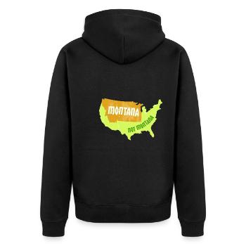 Montana Not Montana Map Design für stolze Montaner - Unisex Premium Bio Zip Hoodie - Schwarz - Hinten - Nico (187cm)