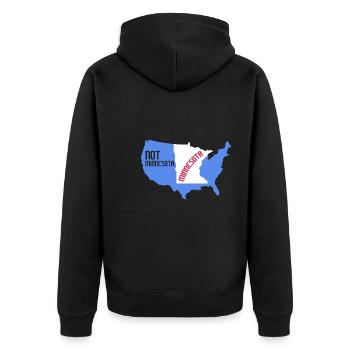 Not Minnesota Kartendesign für stolze Minnesotaner - Unisex Premium Bio Zip Hoodie - Schwarz - Hinten - Nico (187cm)