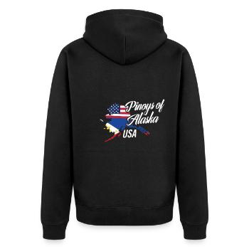 Filipinos of Alaska Design für stolze Fil-Ams - Unisex Premium Bio Zip Hoodie - Schwarz - Hinten - Nico (187cm)
