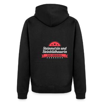 Steinmetzin Steinbildhauerin Design für Handwerker - Unisex Premium Bio Zip Hoodie - Schwarz - Hinten - Nico (187cm)