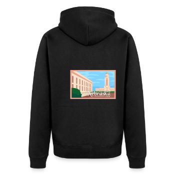 Nebraska Fil-Am Design für stolze Pinoys - Unisex Premium Bio Zip Hoodie - Schwarz - Hinten - Nico (187cm)