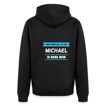 Michael Name Saying für stolze Michaels - Unisex Premium Bio Zip Hoodie - Schwarz - Hinten - Nico (187cm)