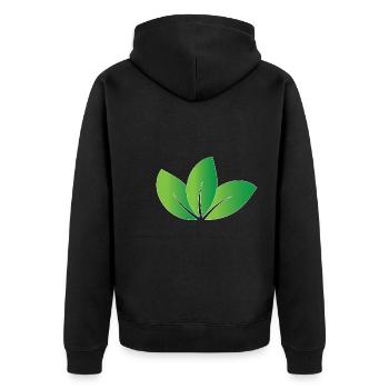 Nature green Leaves design for proud vegans - Unisex Premium Organic Zip Hoodie - black - Back - Nico (187cm)