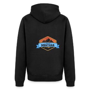 Reisen nach Montana Design für stolze Montaner - Unisex Premium Bio Zip Hoodie - Schwarz - Hinten - Nico (187cm)