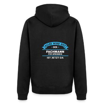 Fachmann Speiseeis Design für stolze Profis - Unisex Premium Bio Zip Hoodie - Schwarz - Hinten - Nico (187cm)