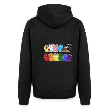 Pride Progress Flag Dogs for Equality - Unisex Premium Organic Zip Hoodie - black - Back - Nico (187cm)