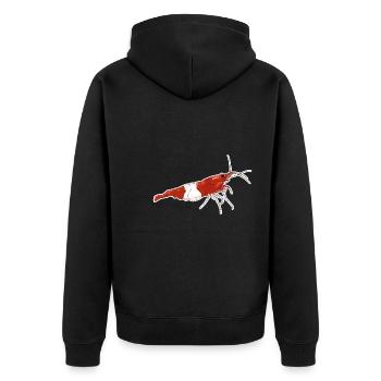 Red Rili Shrimp Pet Design für stolze Shrimp-Fans - Unisex Premium Bio Zip Hoodie - Schwarz - Hinten - Nico (187cm)