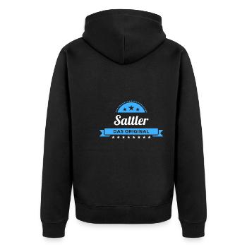 Sattler Design für stolze Handwerker - Unisex Premium Bio Zip Hoodie - Schwarz - Hinten - Nico (187cm)