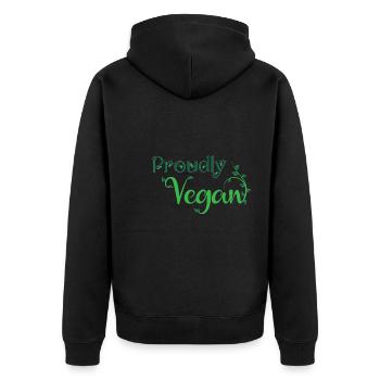 Veganes Pflanzendesign für stolze Veganer - Unisex Premium Bio Zip Hoodie - Schwarz - Hinten - Nico (187cm)