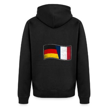 Frankreich Design für stolze Deutsch-Franzosen - Unisex Premium Bio Zip Hoodie - Schwarz - Hinten - Nico (187cm)