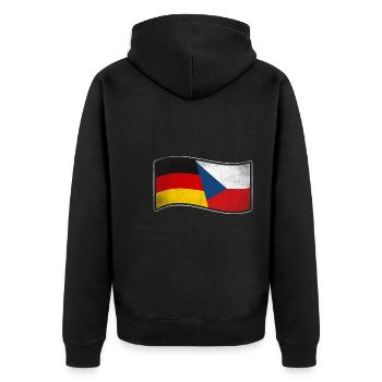 Tschechien Design für stolze Deutsch-Tschechen - Unisex Premium Bio Zip Hoodie - Schwarz - Hinten - Nico (187cm)