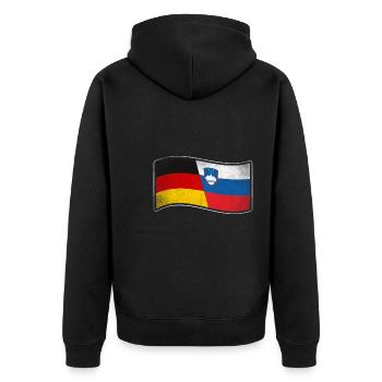 Slowenien Design für stolze Deutsch-Slowenen - Unisex Premium Bio Zip Hoodie - Schwarz - Hinten - Nico (187cm)