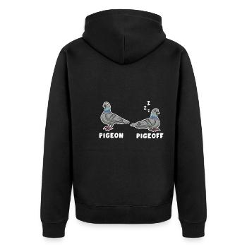 Schlafende Taube Wortwitz Design für Taubenfans - Unisex Premium Bio Zip Hoodie - Schwarz - Hinten - Nico (187cm)