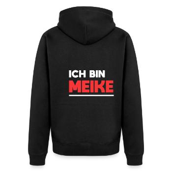 Meike Name Spruch für stolze Meikes - Unisex Premium Bio Zip Hoodie - Schwarz - Hinten - Nico (187cm)