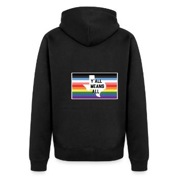 Y'all Means Y'all Flag for Proud LGBT+ Texans - Unisex Premium Organic Zip Hoodie - black - Back - Nico (187cm)