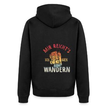 Mir reichts ich geh Wandern Geschenke für Wanderer - Unisex Premium Bio Zip Hoodie - Schwarz - Hinten - Nico (187cm)