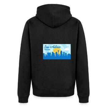 San Antonio Texas Skyline Design for Proud San - Unisex Premium Organic Zip Hoodie - black - Back - Nico (187cm)