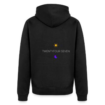 Harte Arbeit Twentyfourseven Design für stolze - Unisex Premium Bio Zip Hoodie - Schwarz - Hinten - Nico (187cm)