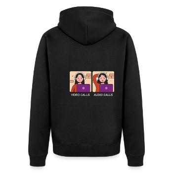 Working video calls for design for proud Pinoys - Unisex Premium Organic Zip Hoodie - black - Back - Nico (187cm)