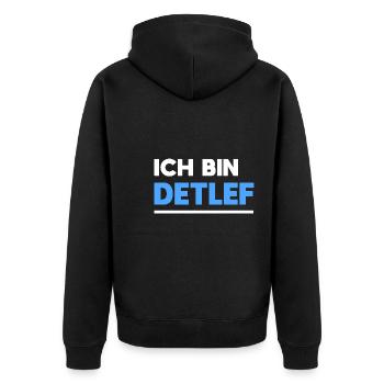 Detlef Name Spruch für stolze Detlefs - Unisex Premium Bio Zip Hoodie - Schwarz - Hinten - Nico (187cm)
