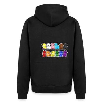 Pride Progress Flag Cow Equality - Unisex Premium Organic Zip Hoodie - black - Back - Nico (187cm)