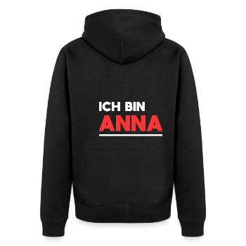 Anna Name Spruch für stolze Annas - Unisex Premium Bio Zip Hoodie - Schwarz - Hinten - Nico (187cm)