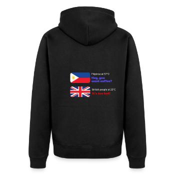 Hey, du willst Kaffeedesign für stolze Pinoys - Unisex Premium Bio Zip Hoodie - Schwarz - Hinten - Nico (187cm)