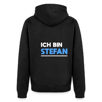 Stefan Name Spruch für stolze Stefans - Unisex Premium Bio Zip Hoodie - Schwarz - Hinten - Nico (187cm)