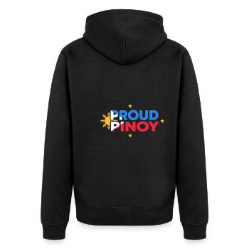 Flaggenfarben-Design für stolze Pinoys - Unisex Premium Bio Zip Hoodie - Schwarz - Hinten - Nico (187cm)