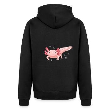 Rosa Unterwasser-Axolotl-Design für Axolotl Fans - Unisex Premium Bio Zip Hoodie - Schwarz - Hinten - Nico (187cm)