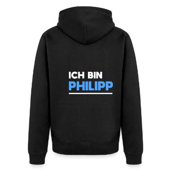 Philipp Name Spruch für stolze Philipps - Unisex Premium Bio Zip Hoodie - Schwarz - Hinten - Nico (187cm)