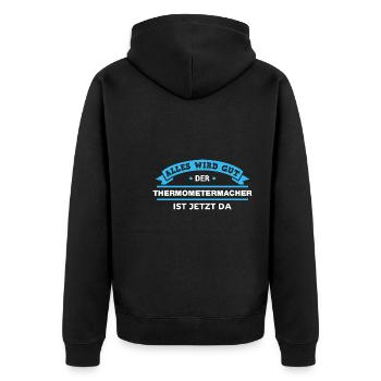 Thermometermacher Design für stolze Handwerker - Unisex Premium Bio Zip Hoodie - Schwarz - Hinten - Nico (187cm)